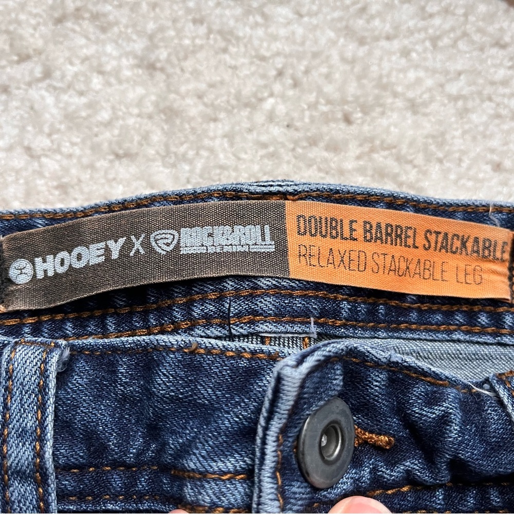 Hooey Men's Double Barrel Stackable Relaxed Dark Blue Jeans